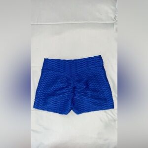 Blue Textured Women’s Active Shorts (Butt-lifting)